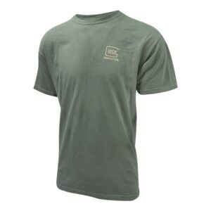 Green 100% Ring-Spun Cotton Short-Sleeve T-shirt with official Glock logo on front upper right hand chest and "Perfection" underneath