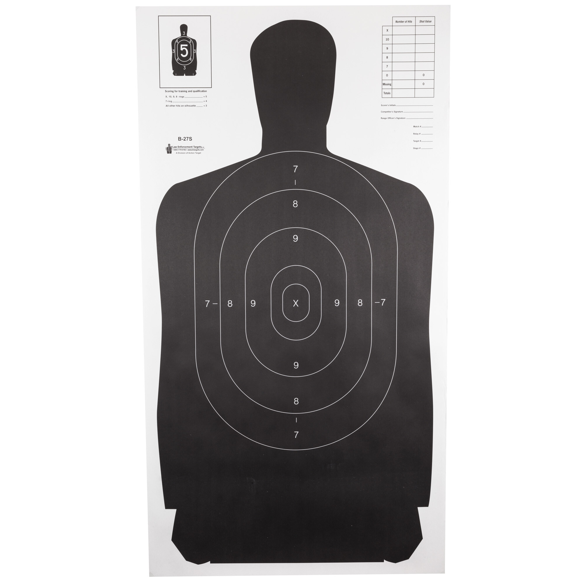 Action Target, B-27S Standard Target, Full Size Black Silhouette, 24 ...