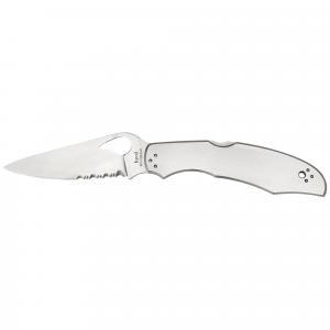 Spyderco, Byrd, Cara Cara2, 3.75" Folding Knife, Clip Point, Combo Edge, 8Cr13MoV/Satin, Stainless, Oval Thumb Hole/Pocket Clip