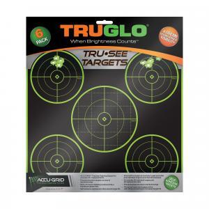 Truglo, Tru-See, Target, 12"X12", 5-Bullseye, Green, Self-adhesive, 6 Targets