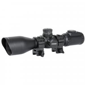 Leapers, Inc. - UTG, Accushot Precision Series Rifle Scope, 3-12X44, Illuminated Mil-Dot Reticle, Compact, Adjustable Objective, 36 Colors, Includes EZ-TAP Rings, Black