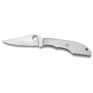 Spyderco, Grasshopper, 2.3" Folding Knife, Clip Point, Plain Edge, 8Cr13MoV/Satin, Stainless, Oval Thumb Hole