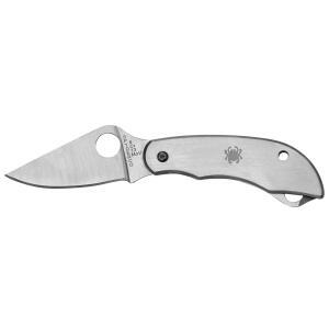 Spyderco, ClipiTool, 2" Folding Knife, 8Cr13MoV, Plain, Bottle Opener & Screwdriver, Circle Thumb Hole/Pocket Clip, Stainless, Box