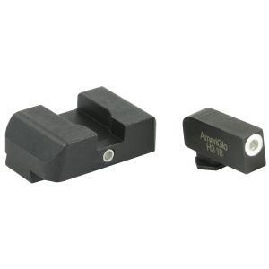 AmeriGlo, I-Dot, Tritium Night Sight, 2 Dot, For Glock Gen 1-4 9mm/40S&W/380ACP and Gen 5 10mm/45ACP, Green w/White Outline, Front/Rear