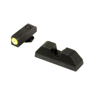 AmeriGlo, UC, Tritium Night Sight, Fits Glock 17,19,22,23,24,26,27,33,34,35,37,38,39, Green Tritium LimeGreen Lumi Outline Front, Black Serrated Round Notch Rear