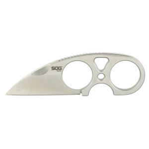 SOG Knives & Tools, Snarl, Fixed Blade Knife, 2.3" Straight Edge Sheepsfoot, Silver Stainless Steel Handle, 9Cr18MoV Steel, Satin Finish, Silver, Includes Kydex Sheath